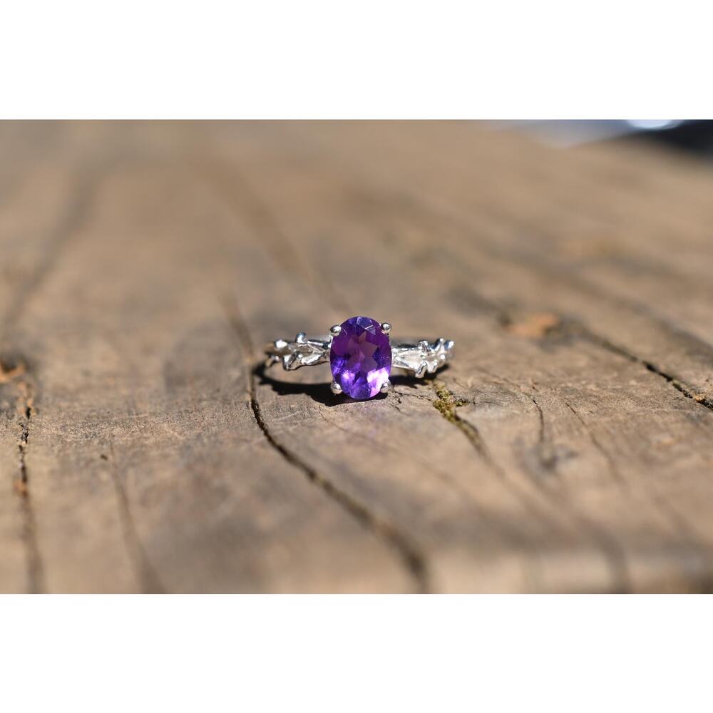 Amethyst engagement ring in 925 sterling silver size 8.5